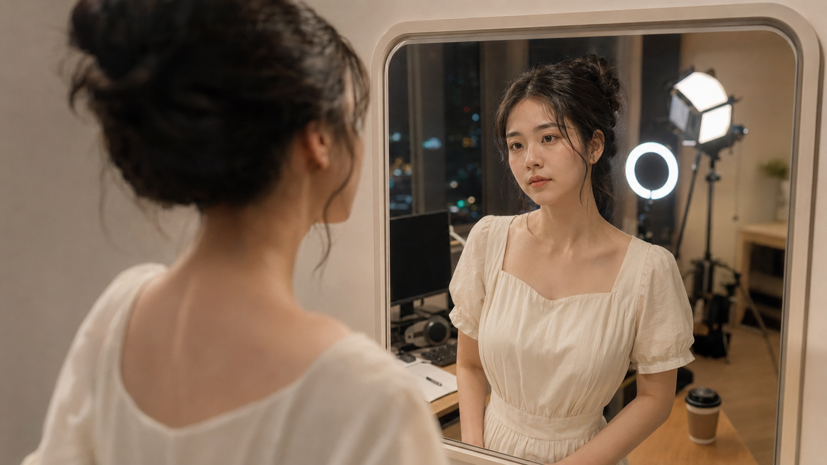 直播助理 Kelly 在收工後 | 溫馨靜謐的鏡中倒影